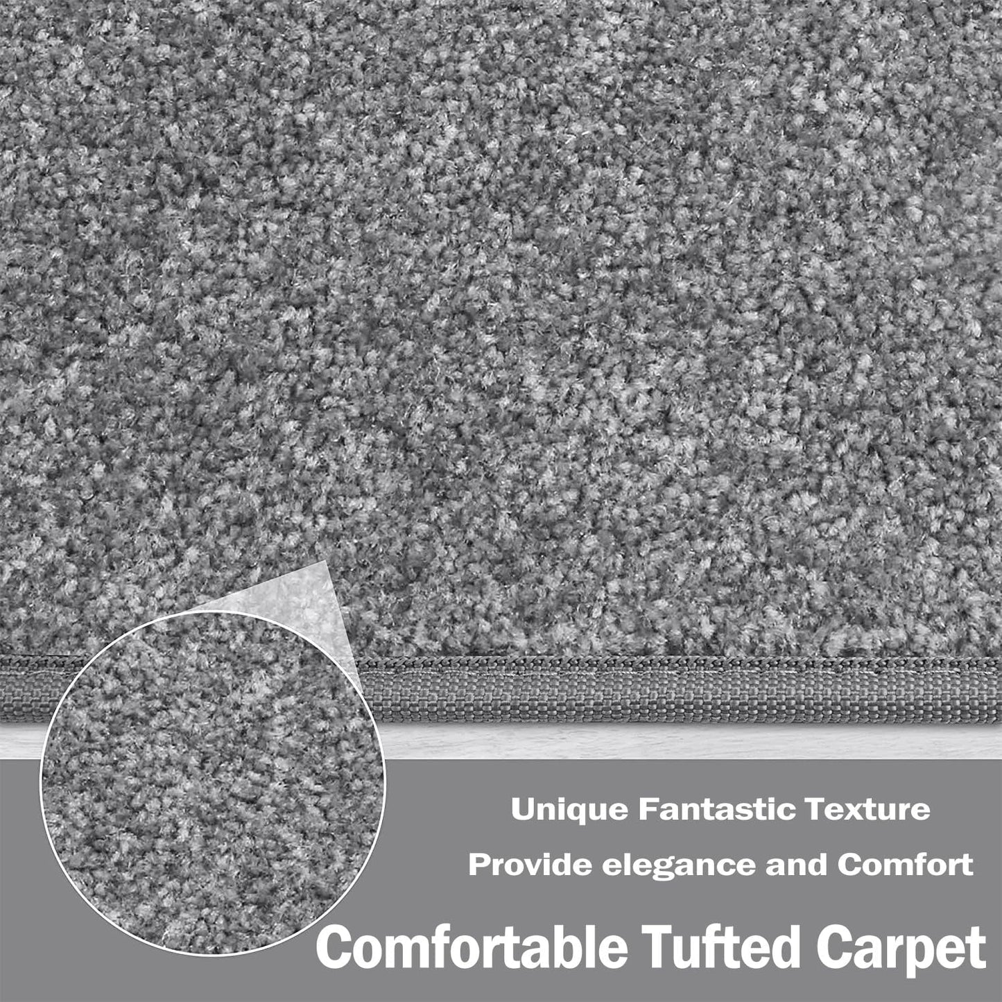 PURE ERA Bullnose Carpet Stair Treads Set Tape Free Non-Slip Indoor Stair Protectors Pet Friendly Rugs Covers Soft Skid Resistant Washable Reusable 9.5" x 30"(14 Pieces,Cream Gray)