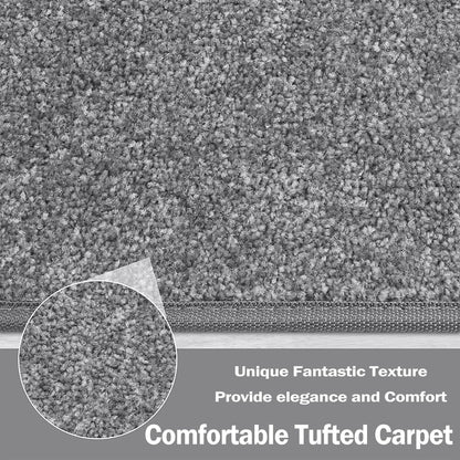 PURE ERA Bullnose Carpet Stair Treads Set Tape Free Non-Slip Indoor Stair Protectors Pet Friendly Rugs Covers Soft Skid Resistant Washable Reusable 9.5" x 30"(14 Pieces,Cream Gray)