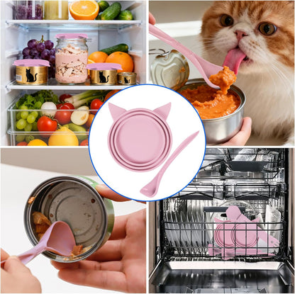 5-Piece Set Reusable Cat Food Can Lids, BPA-Free, Odor-Proof, Fits 2.4/2.8/3.2 Inch Cans (2.8oz/3oz/5.5oz), Fridge Safe (gray)