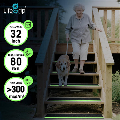 LifeGrip Stair Treads Non-Slip (15PCS), Anti Slip Transparent Stair Treads Tape for Indoor Wooden Step (4"X30"X15P-Treads)
