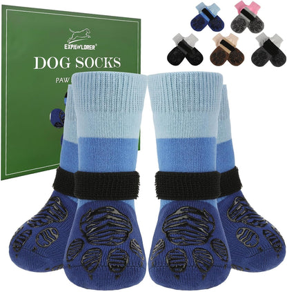 EXPAWLORER Anti Slip Dog Socks to Prevent Licking Paws, Dog Shoes for Hot Pavement Walk, Dog Booties for Hardwood Floors, Dog Boots & Paw Protectors with Grippers for Small Medium Large Senior Dogs M