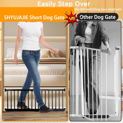 SHYUJAJIE Dog Gate for Small Dogs,Adjustable 18-48" Extra Wide Short Dog Gate for doorways,Low Pet Gate to Step Over for Stairs(White, 10" Height)