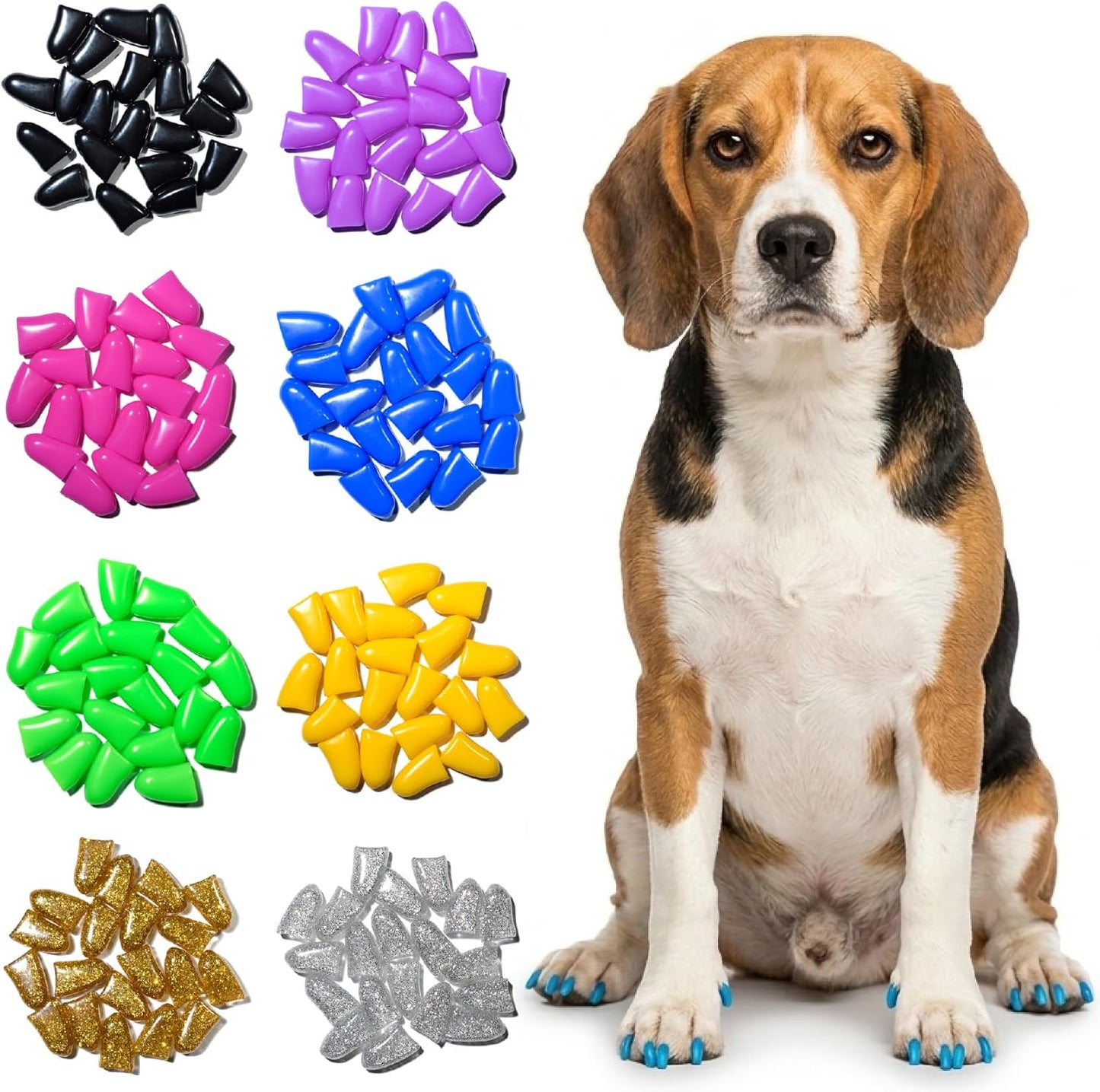 zetpo Dog Nail Caps & Claw Caps (100 pcs) - Anti Slip Dog Toe Grips & Covers for Hard Floors - Instant Traction & Mobility Support for Senior Dogs - Stops Scratches & Reduces Floor Noise (XL)