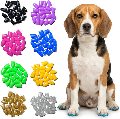 zetpo Dog Nail Caps & Claw Caps (100 pcs) - Anti Slip Dog Toe Grips & Covers for Hard Floors - Instant Traction & Mobility Support for Senior Dogs - Stops Scratches & Reduces Floor Noise (XL)