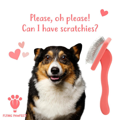 Slicker Brush for Dogs - Long Pin for Poodles, Doodles & Long Haired Dogs, Deshedding & Dematting Tool, Slicker Dog Brushes for Grooming (Coral, Flat Large)
