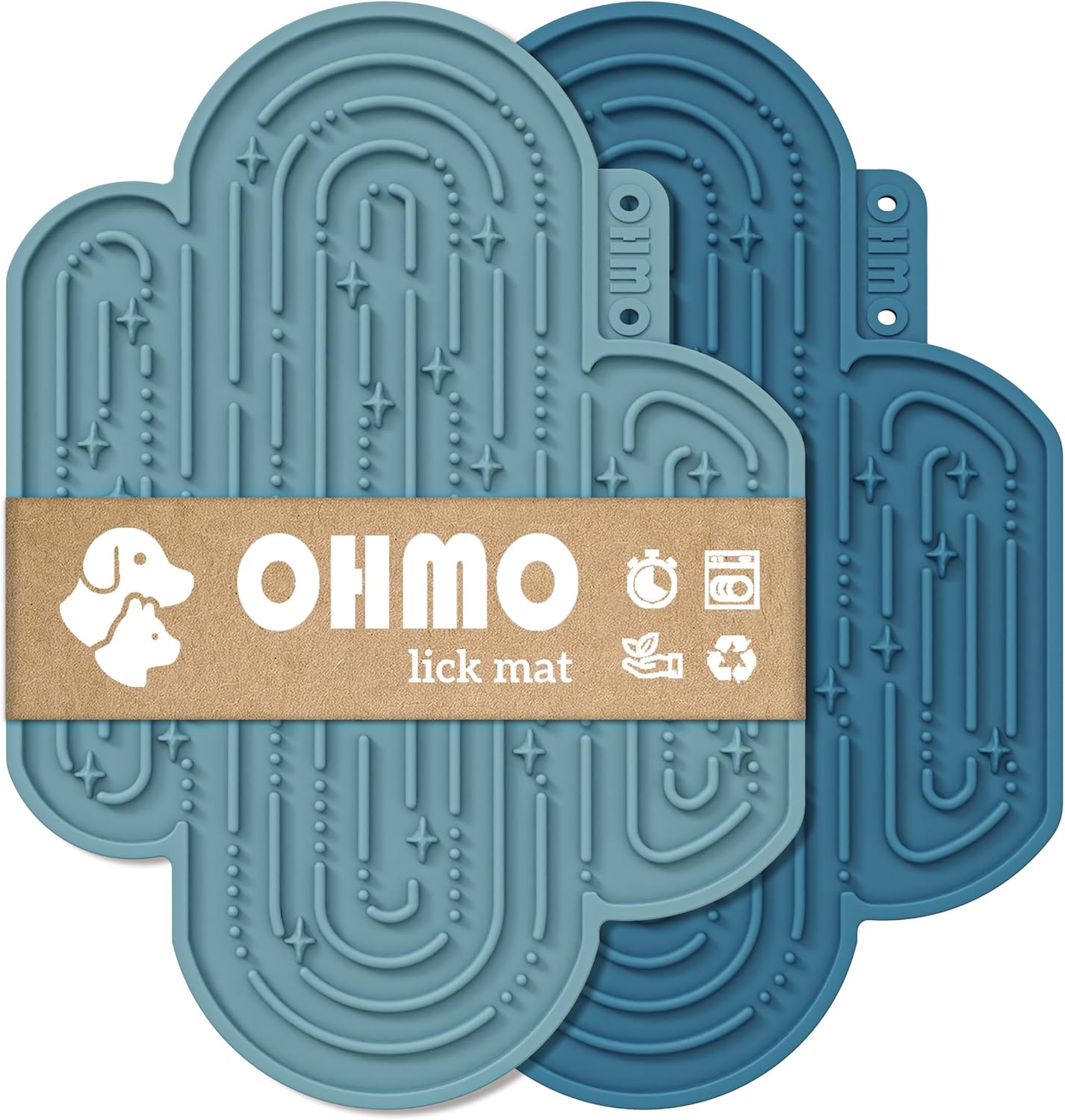 OHMO-Cactus Lick Mat for Dogs and Cats(2 Pack) Easy to Clean Pet Slow Feeder with Suction Cups, Licking Pad for Anxiety Relief and Boredom Reduction(Cactus&Light Green)