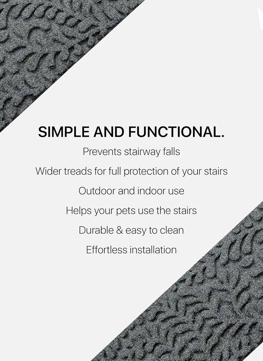 FINEHOUS Outdoor Stair Treads Non-Slip 35”x10” (6-Pack) – Carpet Treads with Rubber Backing Diamond Grey