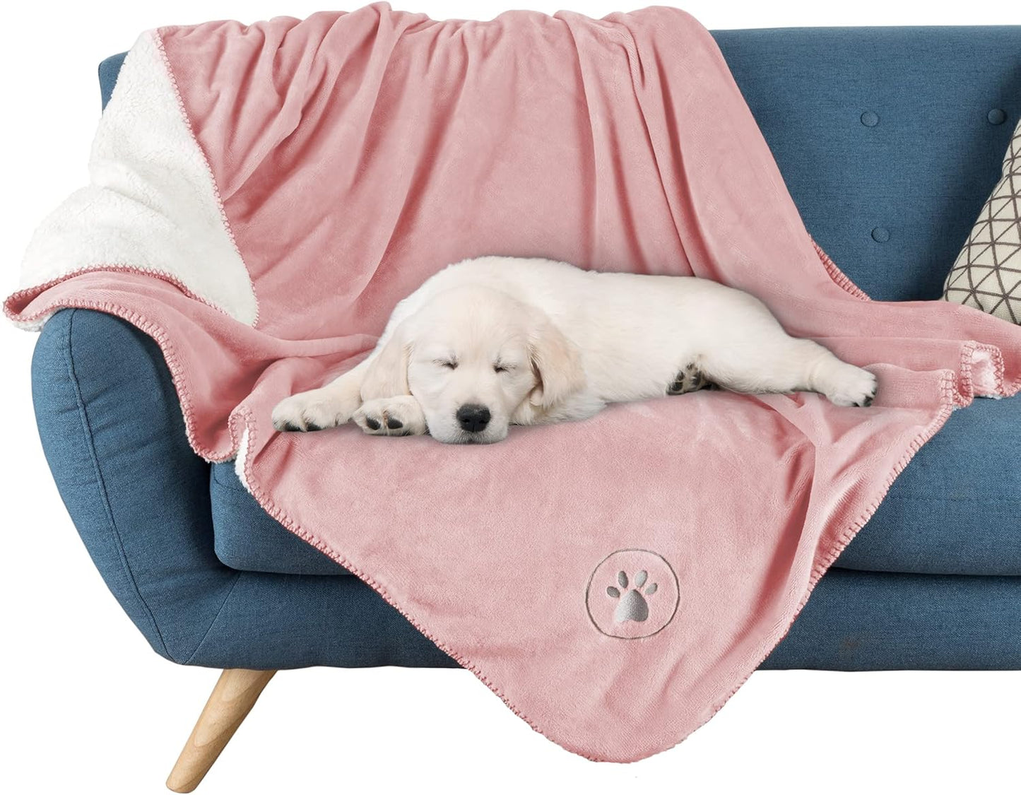 Waterproof Pet Blanket - 50x60-Inch Reversible Sherpa Fleece Throw Protects Couches, Cars, and Beds from Spills, Stains, and Fur by PETMAKER (Gray)