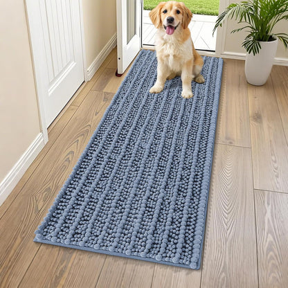 Smiry Dog Door Mat for Muddy Paws 30x20, Extra Soft Absorbent Chenille Doormat, Trap Moisture and Dirt, Non-Slip Machine Washable Front Door Mat for Indoor Entrance Inside Floor, Grey