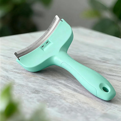 Pink Small Comb for Shedding Dogs & Cats, V-Shape Tight Teeth Deshedding Dog Brush with Ergonomic Design Grip Handle, Pro Pet Combs for Reducing Loose Hair