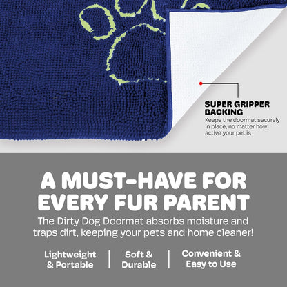 Dog Gone Smart Dirty Dog Doormat - Fast Drying Rug with Super Gripper Backing for Clean Floors - Super Absorbent and Machine Washable Mat for Muddy Paws - Grey
