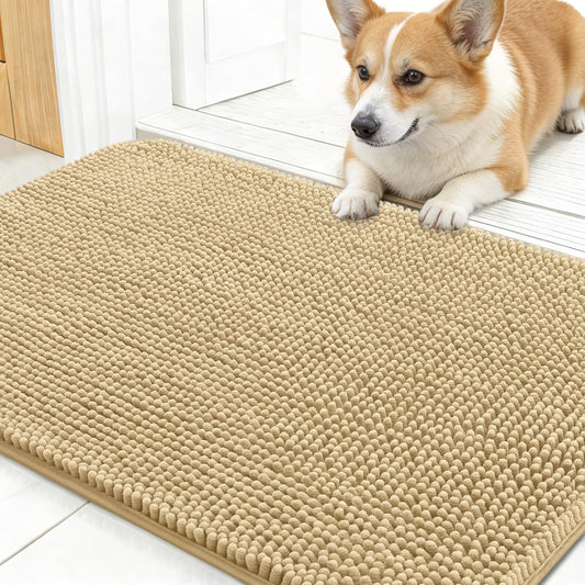 OLANLY Dog Door Mat for Muddy Paws 30x20, Absorbs Moisture and Dirt, Absorbent Non-Slip Washable Doormat, Quick Dry Chenille Mud Mat for Dogs, Entry Indoor Entryway Carpet for Inside Floor, Grey - Colors E
