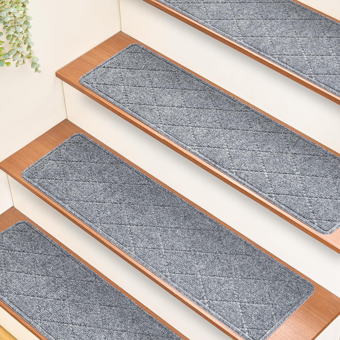 HITSLAM Stair Treads for Wooden Steps, 15 Pack 8 x 30 Inch Peel and Stick Carpet Stair Treads Non-Slip Indoor, Safe for Kids and Dogs, Stair Runners with Self-Adhesive Backing, Easy to Install, Brown