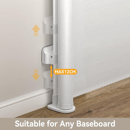 Uamector 138-Inch Extra Wide Retractable Baby Gate & Dog Gate, Reinforced Mesh Safety Gate Adjustable for Large Openings - Stairs, Doorways, Hallways - Indoor/Outdoor Use