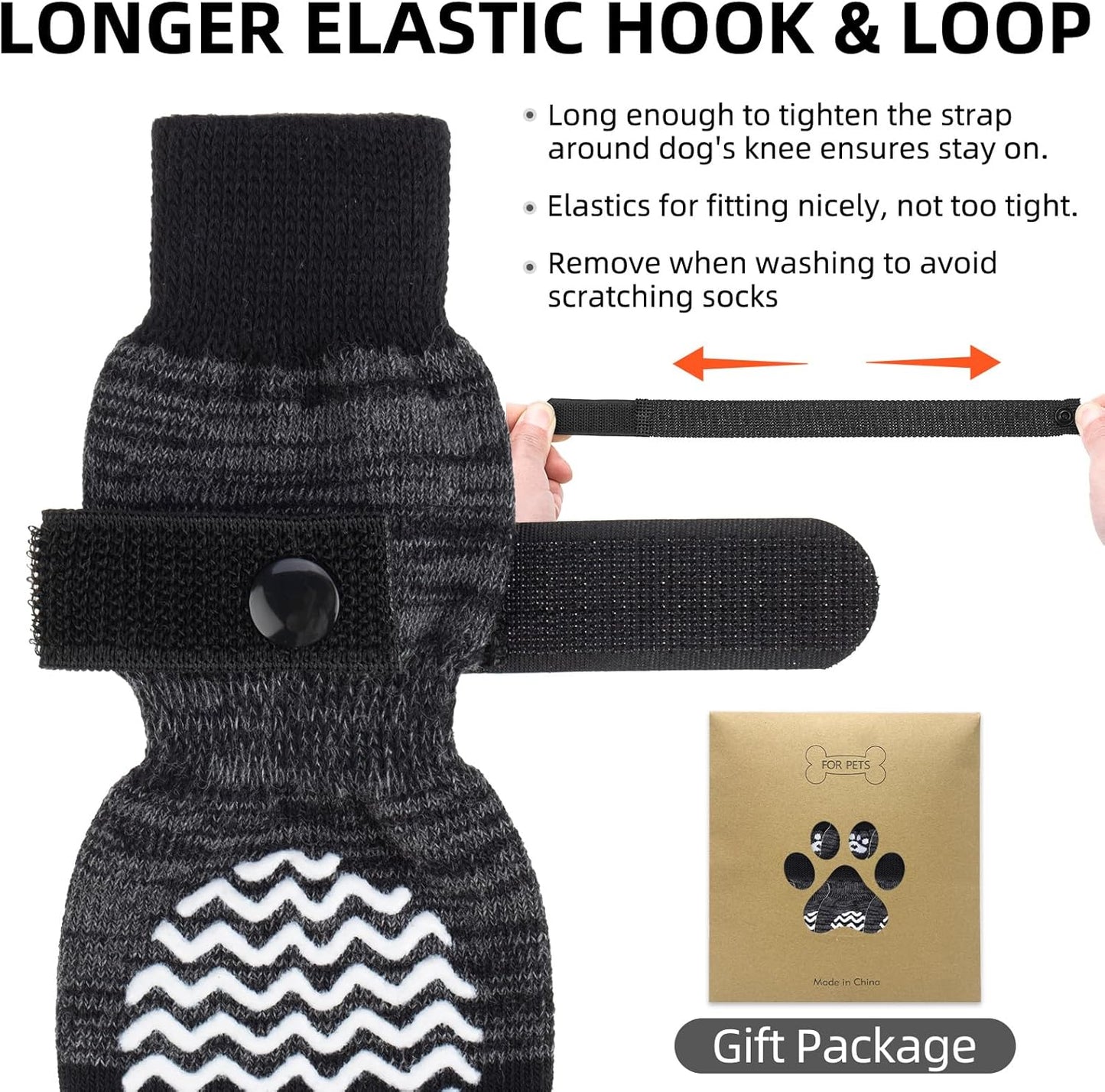 PUPTECK Anti Slip Dog Socks with Double Grippers for Hardwood Floors, Shoes for Hot/Cold Pavement, Boots & Paws Protectors to Prevent Licking, Traction Booties for Senior Small Large Dogs