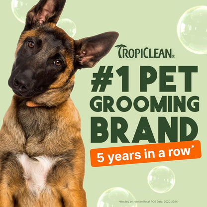 TropiClean Deshedding Dog Shampoo, Fast-Acting Shedding Control & Coat Softener, Puppy Safe, Made in USA, Lime & Coconut Scent, Cat Friendly, 20oz.