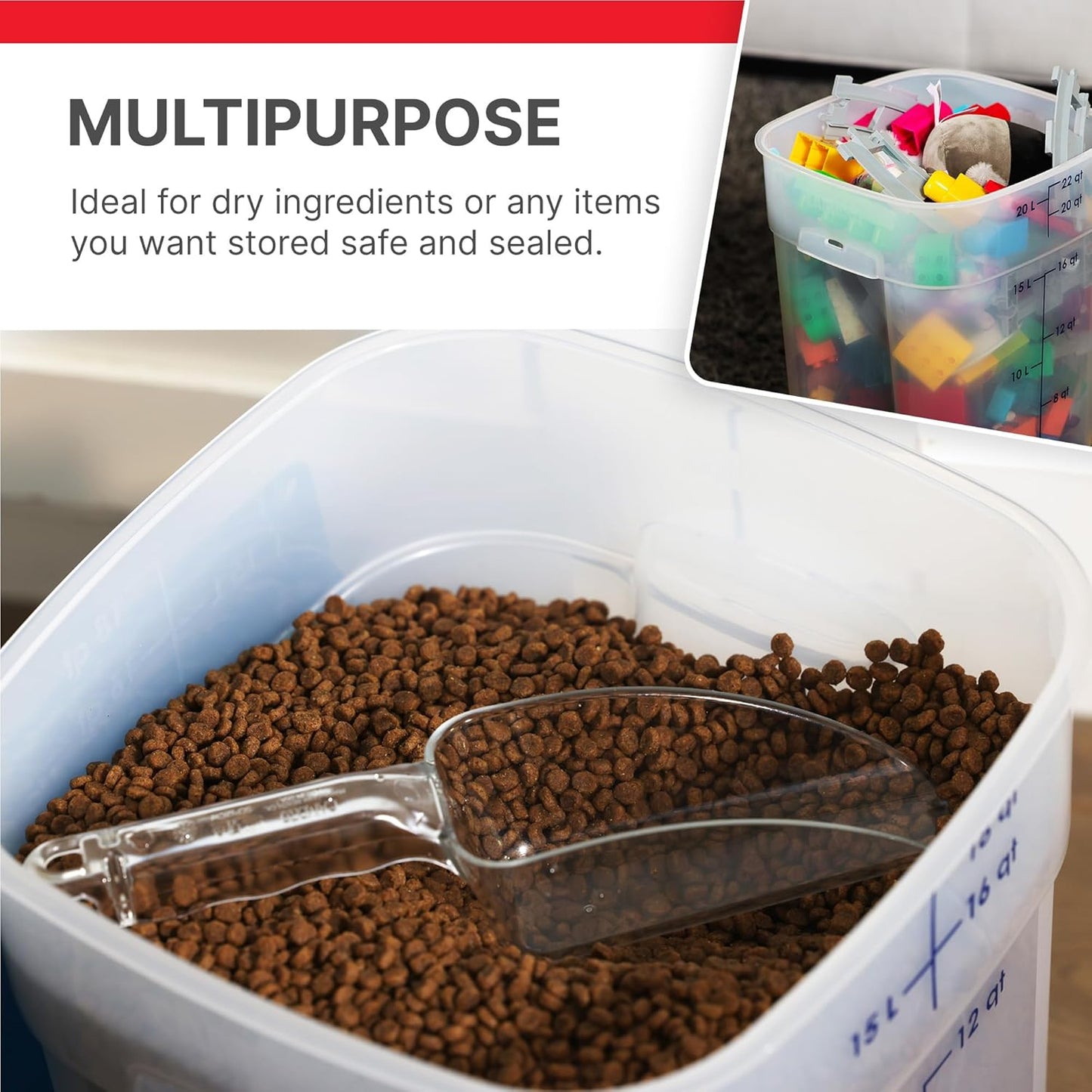 Cambro FreshPro 12 Quart (QT) Food Storage Container with Lid (Restaurant Grade) - for Food Prep, Commercial Kitchen, Pet and Dog Food Container (Translucent)