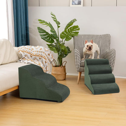 Aodisman 3-Step Dog Ramp and Stairs for Sofa and Chair - Non-Slip Sturdy Pet Steps for Small Dogs and Cats,15.7" H,Grey