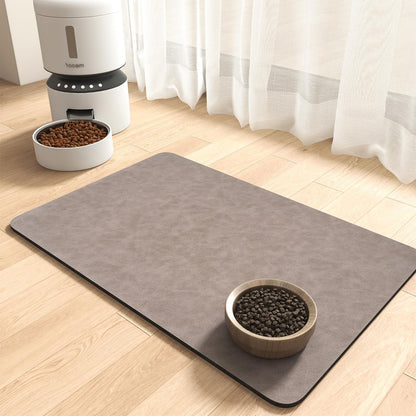 MontVoo Dog Food Mat-Pet Feeding Mat for Food and Water-No Stains Quick Dry Dispenser Cat Bowl Mat for Messy Drinkers(12"x19" Dark Grey)