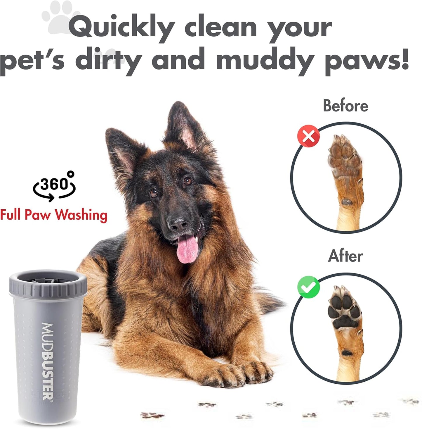 Dexas MudBuster Medium Dog Paw Cleaner in Fuchsia - Fits 1.5"-2.5" Wide Paws, Portable Paw Washer for Muddy Paws, Dog Paw Cleaning Cup with Gentle Silicone Bristles, Quick Clean Pet Paw Washer