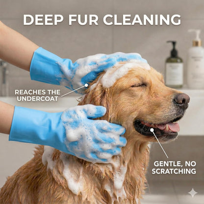 NVNAN Dog Bath Gloves for Washing, Pet Grooming Gloves with Shampoo Brush, Dog Bath Brush for Dogs and Cats, Essential Dog Bath Supplies (1 Pair, Pink)