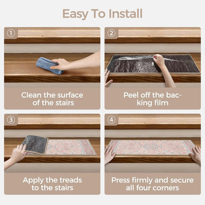 sarben Non Slip Stair Treads for Wooden Steps 15PCS - 8"x30" Indoor Safety Carpet, Edging Mats with TPE Adhesive Backing, Pet and Elderly Friendly Stair Rugs (Taupe) - Colors A