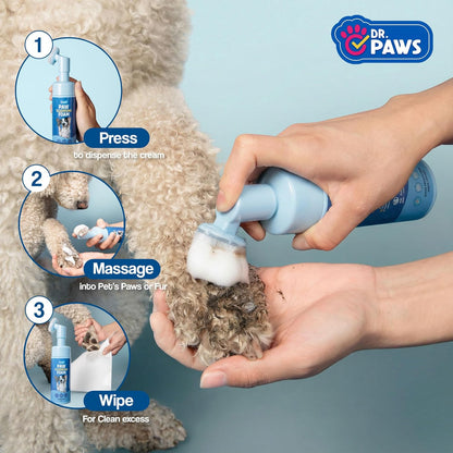 Foaming Dog Paw Cleaner, Non-Toxic, pH-Balanced, Lick-Safe Paw Cleaner for Dogs, Effective Animal Washer and Feet Cleaner, Wipes for Paws and Butt, Built in Soft-Tip Head - 150ml