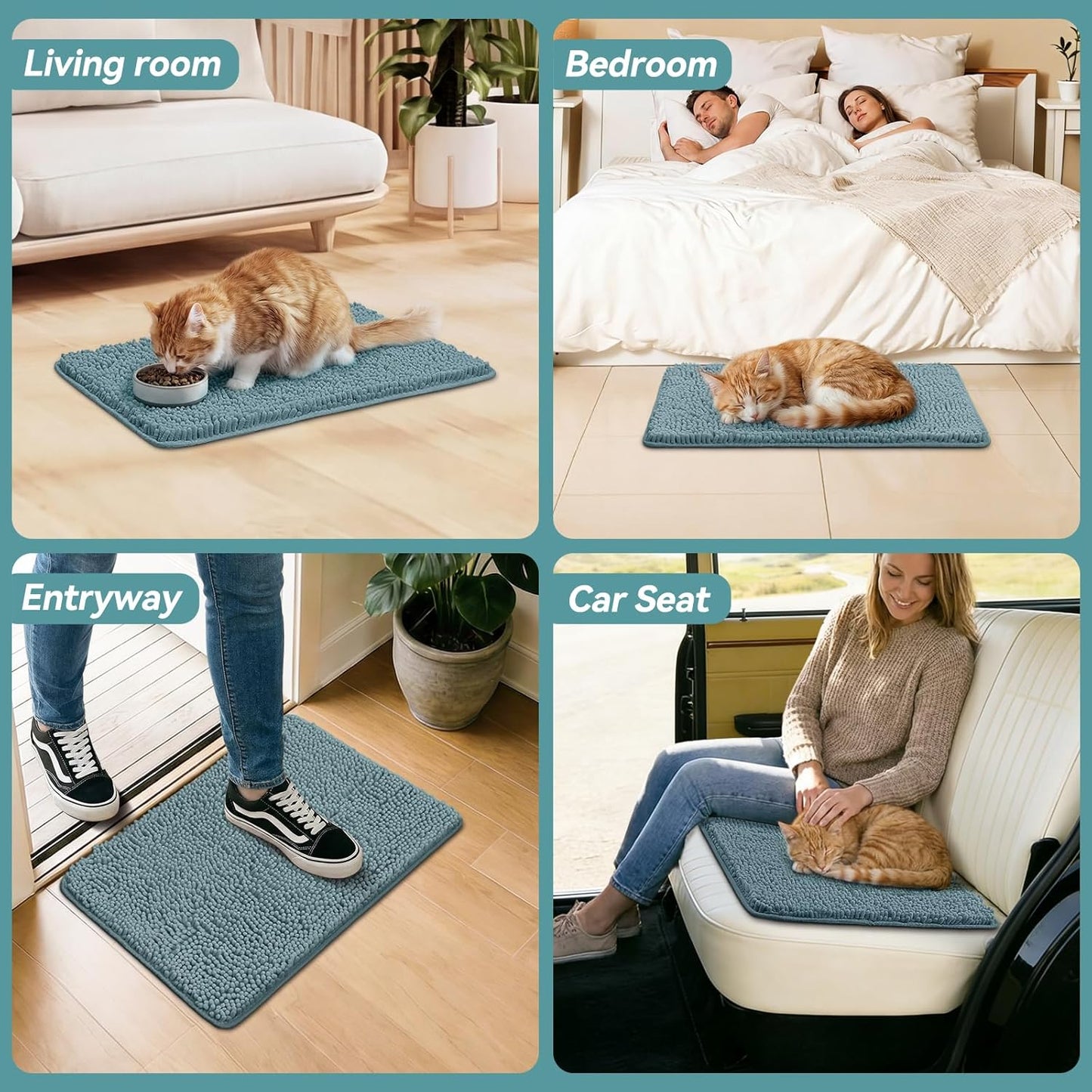 Bcoimo Super Absorbent Dog Door Mat, 30"*20" Anti Slip Mat for Muddy Paws, Pet Rugs for Dirty Paws Washable that Absorbs Moisture and Dirt, for Dog Cage and Pet Resting Carpet