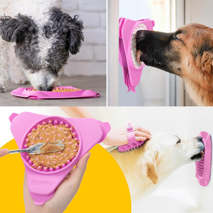 Aquapaw Lick Mat for Dogs 2-Pack, Suction Cup Dog Slow Feeder Pad & Licking Mat for Peanut Butter Treats – Calming Dog Bathing Aid, Stress Relief & Mental Stimulation for All Breeds - Pink