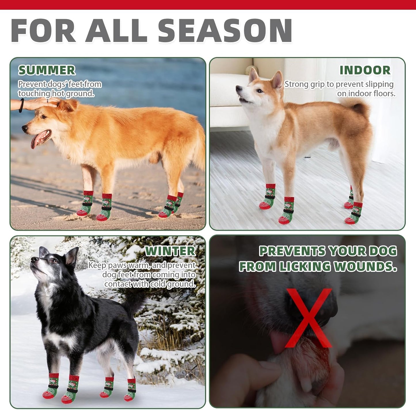 KOOLTAIL Dog Socks Shoes for Hot Pavement to Prevent Licking Paws, Winter Dog Boots&Paw Protector for Hardwood Floors Anti Slip,Traction Control Grip Booties for Small Medium Large Senior Dogs,Black M