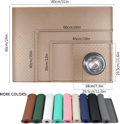 Ptlom Pet Placemat for Dog and Cat, Mat for Prevent Food and Water Overflow, Suitable for Small, Medium and Big Pet, 18" 12", Grey, Silicone
