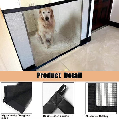 Mesh Dog Gates for Pets, Magic Pet Gate for The House, Portable Indoor Puppy Safety Fence Guard for Stairs and Doorways, Easy Install Anywhere,60" W x 30" H, 8 Hooks