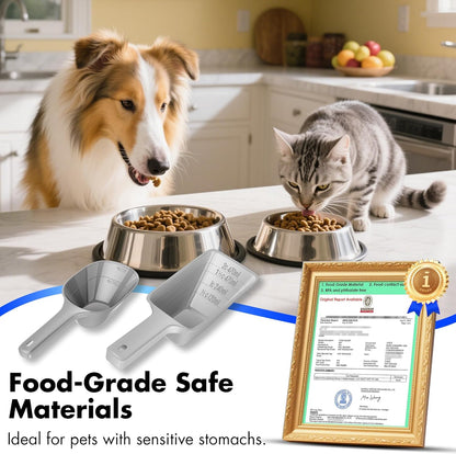 Food Scoop, Cup Capacity Dog Food Scooper With Measuring Lines For Dog, Puppy and Cat Coffee Bean Scoop, Flour Scoop 2 Pack (Grey)