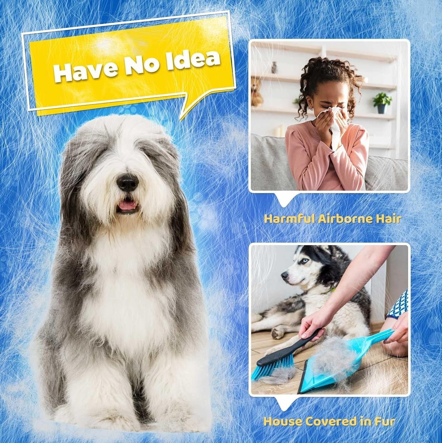 Enhanced Pet Grooming Gloves – Gentle Deshedding Brush for Dogs, Cats & Horses with Long or Short Hair – 1 Pair (Blue) for Efficient Hair Removal & Massage