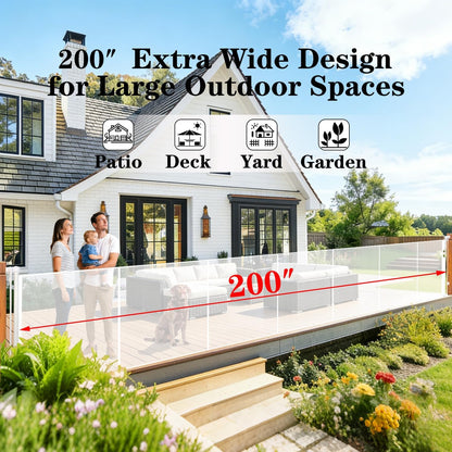 240'' Extra Wide Retractable Baby Gates for Large Opening, 42" Tall Retractable Dog Pet Gate with Support Rods, Long Mesh Screen Child Safety Gate for Garage Doorways Deck Stairs Yard Outdoor Indoor