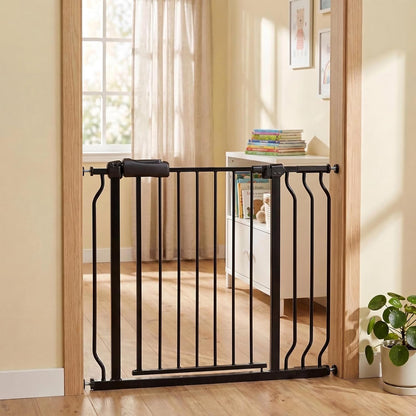 24-29 Inch Narrow Baby Gate, Pressure Mounted No Drilling Dog Gate for Stairs & Doorways, White Metal Safety Gate Indoor for Kids and Pets