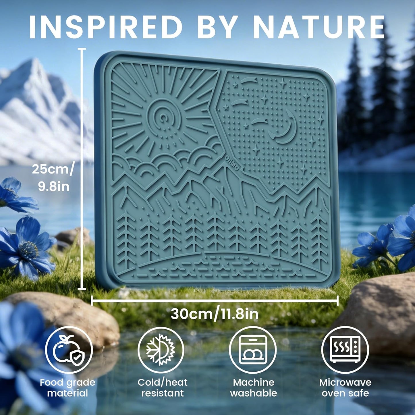 OHMO Lick Mat for Dogs and Cats Large(2 Pack) Nature Design Easy to Clean Pet Slow Feeder with Suction Cups, for Anxiety Relief and Boredom Reduction(Mars+Coral)