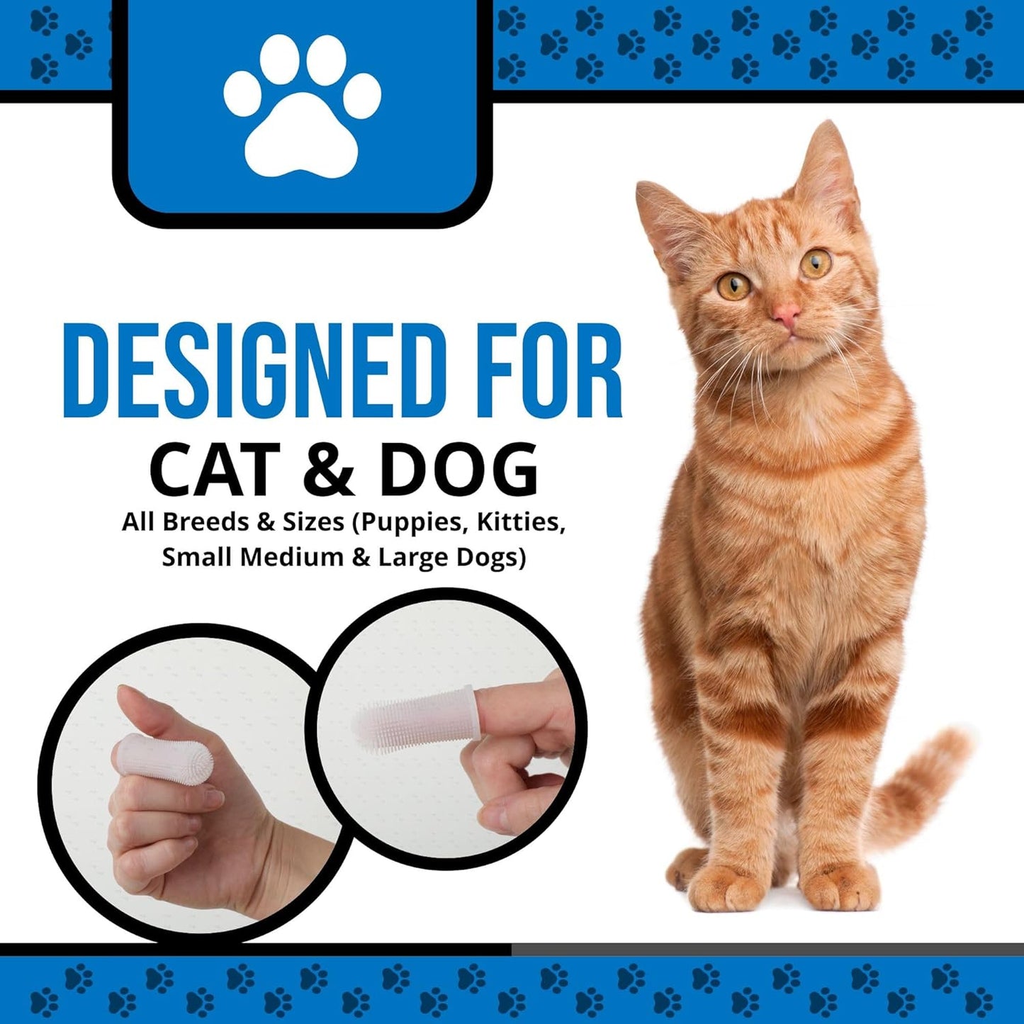 Dog Finger Toothbrush – Soft Silicone Finger Brush for Dogs & Puppies – Gentle Dental Care for Pets – Easy-to-Use Dog Toothbrush for Small, Medium & Large Breeds (Blue/White)