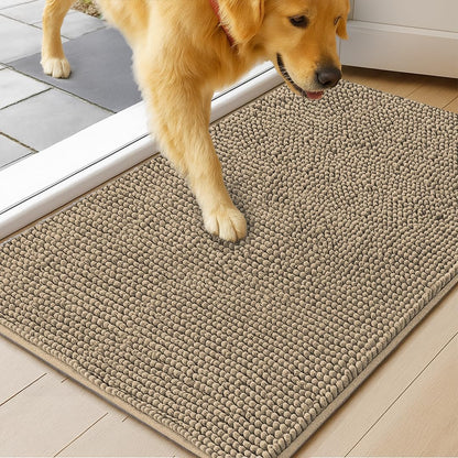MudGuard Mat™ Dog Door Mat for Muddy Paws, Super Absorbent Microfiber, Non-Slip Indoor Mat, Quick Dry Chenille Mud Mat for Dogs & Entryway, Washable, Grey 19" x 30"