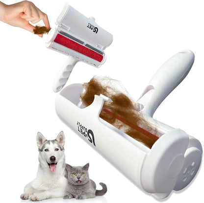 Pet Hair Remover Roller -Reusable, Self Cleaning Lint Roller for Pet Hair Removal on Furniture, Carpets, Clothes & Car Seats-Dog & Cat Hair Remover No Sticky Tapes (White)