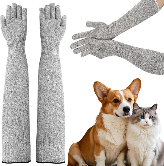 Cat Gloves Bite Proof, Cat Grooming Supplies, 15.74 in Cat Mittens to Prevent Scratching, Extra-Long Durable Bite Resistant Gloves, Bite Proof Gloves for Pet Grooming, Nail Trimming & Arm Protection