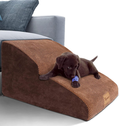 Topmart High Density Extended Foam Dog Ramp&Steps 2 Tiers,11.8" High,Non-Slip Dog Stairs,Soft Foam Pet Ladder with Removable Cover,Best for Injured,Older Cats,Pets with Joint Pain