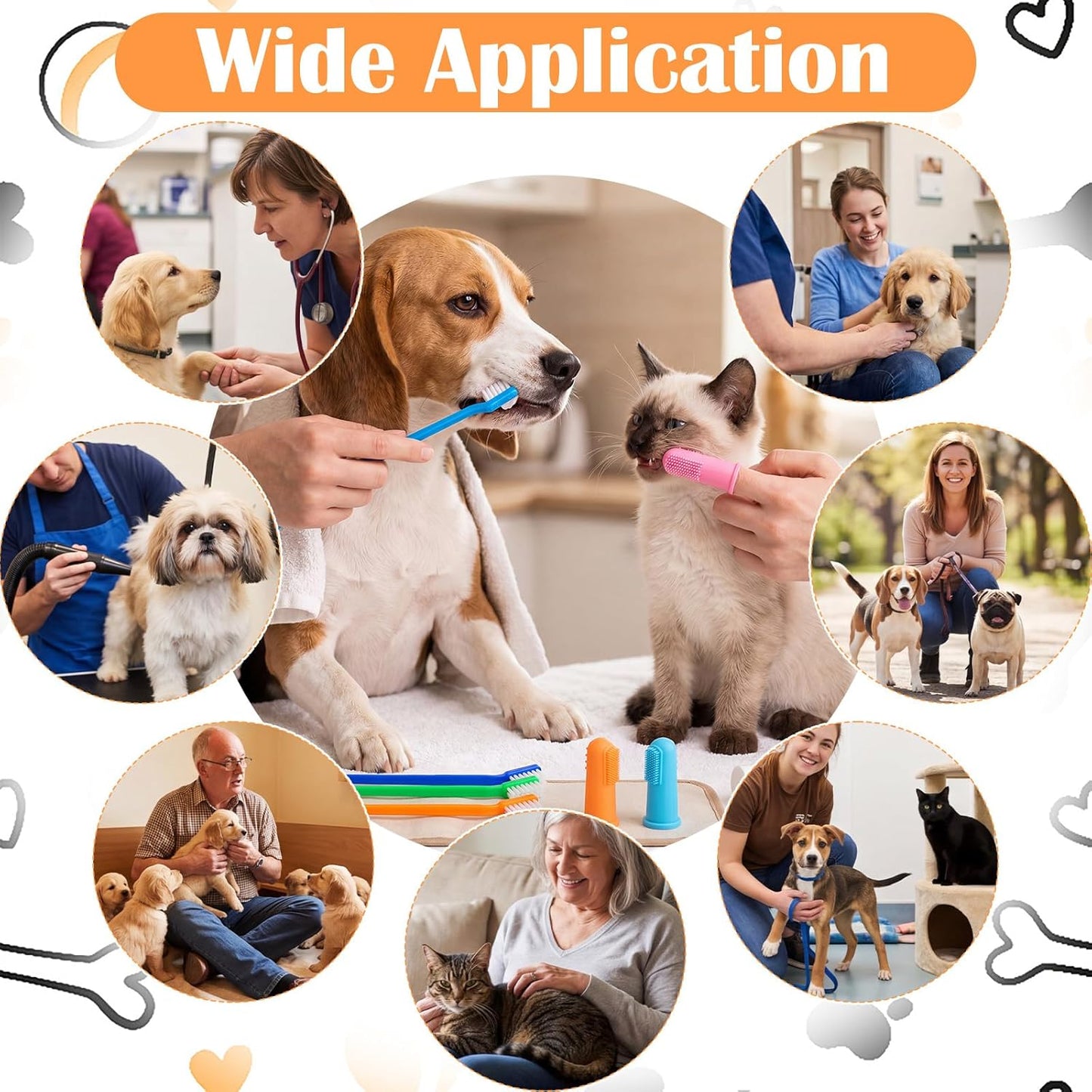 200 Pcs Dog Toothbrushes Bulk Dog Dental Kits 100 Dual Headed Dental Brushes 100 Finger Brushes 360 Degree Dogs Tooth Brushing Kits Easy Teeth Pet Cleaning Soft Care for Puppy Cats Supplies