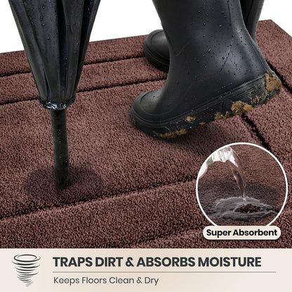 PURRUGS Dirt Trapping Door Mat 32" x 47", Non-Slip/Skid Machine Washable Entryway Rug, Dog Doormat, Super Absorbent Welcome Mat for Muddy Wet Shoes and Paws, Grayish Brown
