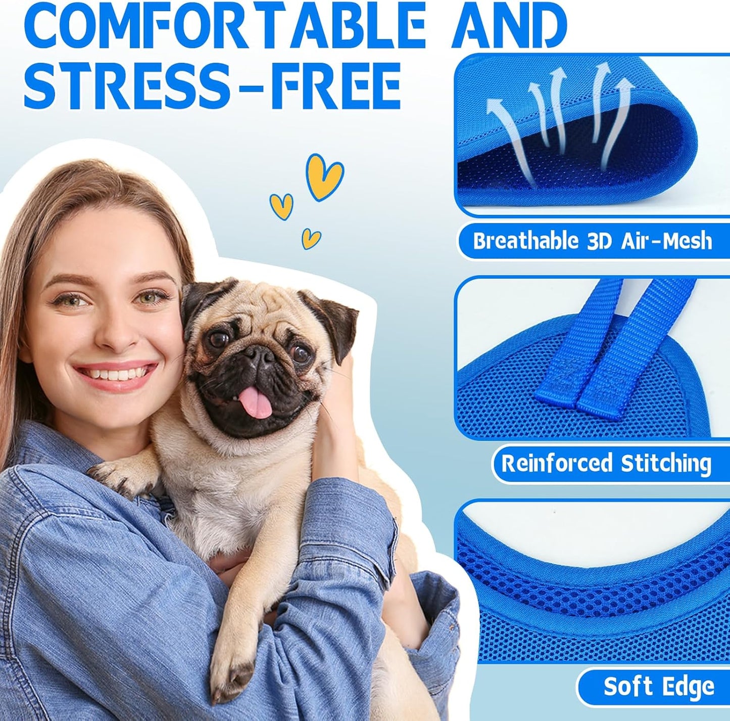 Supet Dog Grooming Hammock Harness for Dogs Cats, Relaxation Pet Nail Clipper Hammock, Restraint Dog & Small Animal Leashes Sling for Groomingk for Nail Trimming (Coral Blue, S)