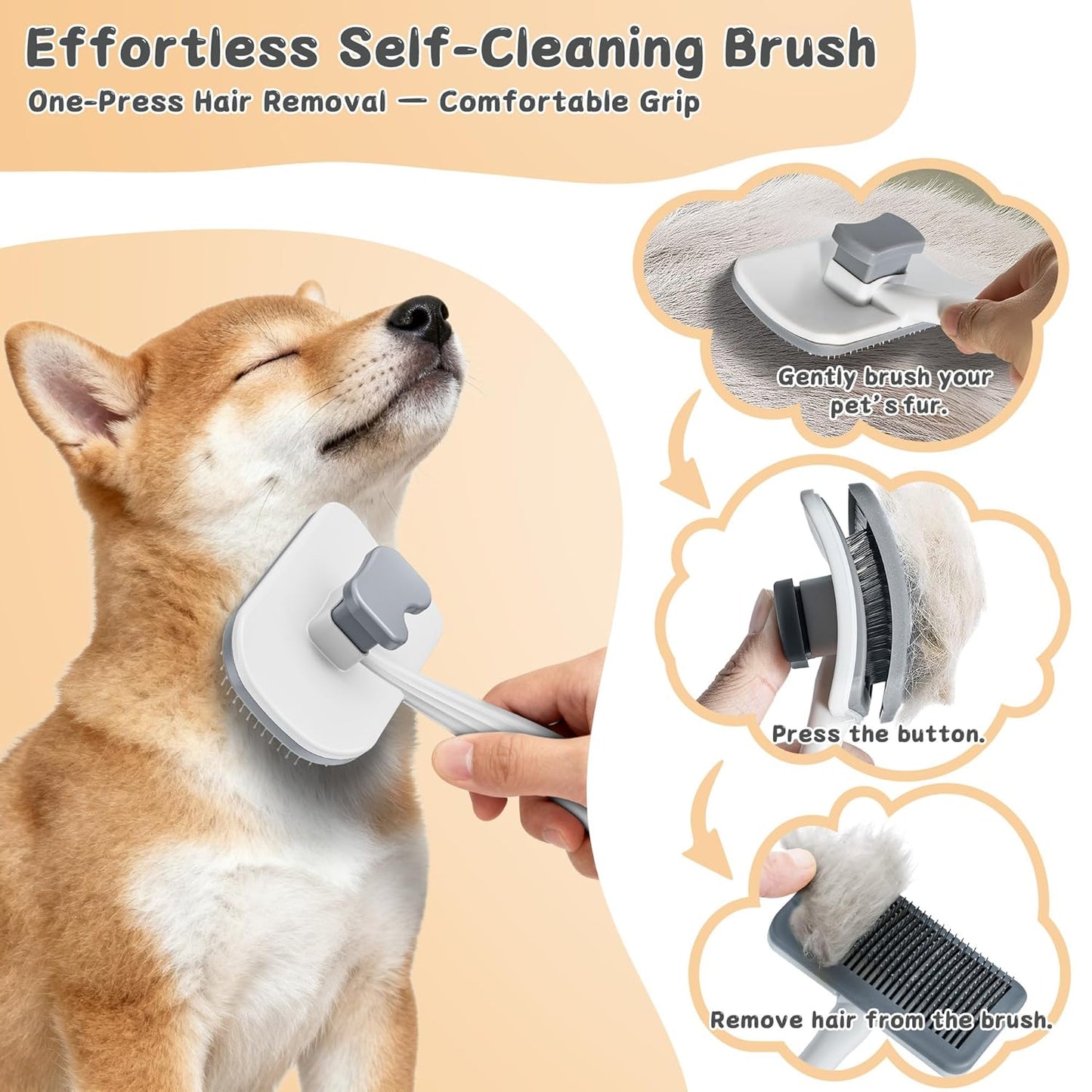 3-Piece Dogs & Cats brush for shedding - Self Cleaning Slicker Brush, Dematting Comb & Nail Clipper - Professional 3-in-1 Grooming Set for Shedding, Mats & Tangles - Easy At-Home Pet Care Tools