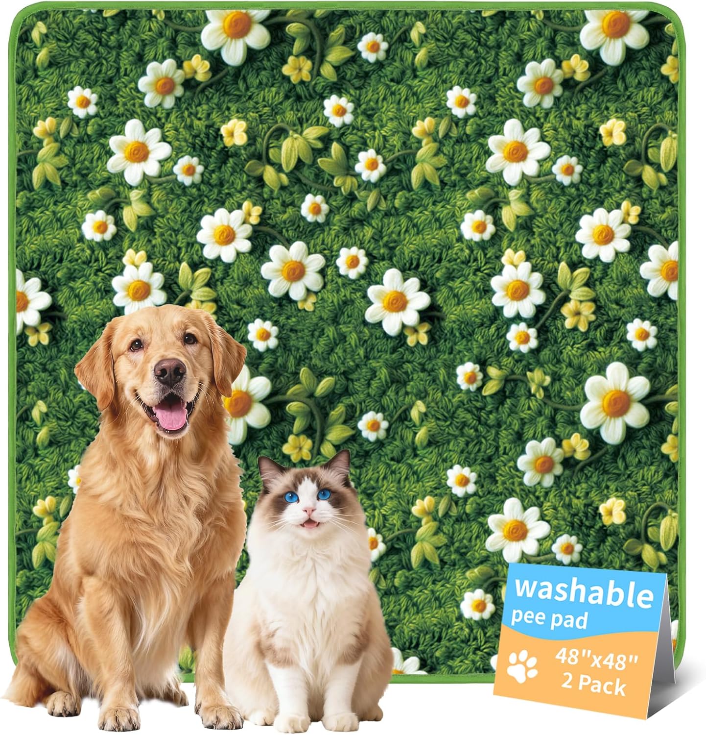 Washable Pee Pads for Dogs, Reusable Puppy Potty Training Pads, Ultra-Absorbent Thick Waterproof Leak-Proof Non-Slip Pads & Mat for Crate, Playpen, Floor, Whelping & Housebreaking , 2 Pack 18"x24"