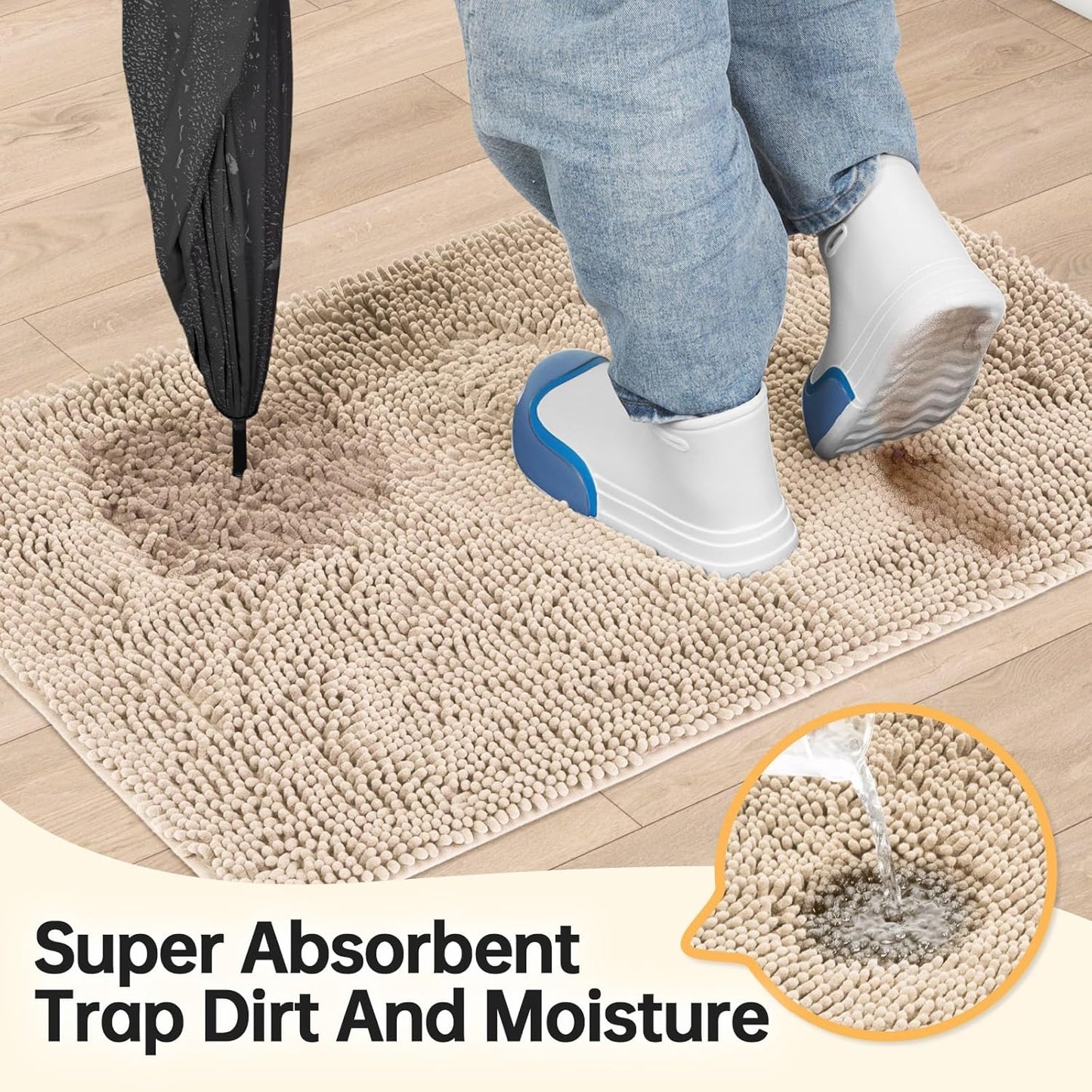 Absorbent Dog Door Mat for Muddy Paws, 60" x 24" Chenille Indoor Mats for Entryway, Trap Dirt Front Door Mat Indoor Entrance Washable Non Slip Soft