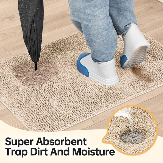 Absorbent Dog Door Mat for Muddy Paws, 60" x 24" Chenille Indoor Mats for Entryway, Trap Dirt Front Door Mat Indoor Entrance Washable Non Slip Soft