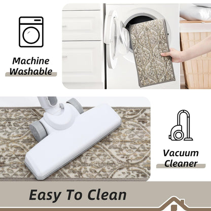BEQHAUSE Stair Treads for Wooden Steps Non-Slip Machine Washable Carpet Stair Treads 8"X30" Soft Indoor Stair Runner for Kids Elders and Pets, 100% Polyester, TPE Backing, 15pcs, Brown/Grey